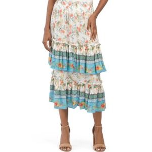 Long Tiered Floral Boho Skirt Rachel Ashwell SZ M